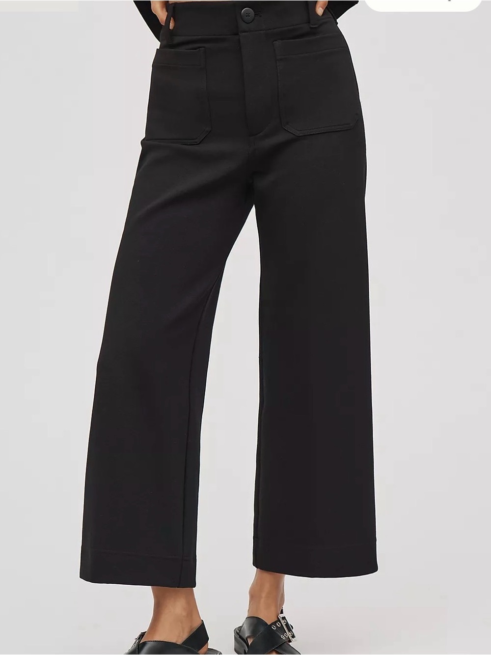 Anthropologie Wide-Leg Black Patch Pocket Pants